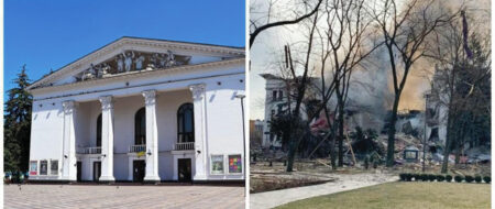 ロシアに破壊されたマリウポリのドネツク州立アカデミー劇場(ポーランド文化国家遺産省ホームページより)
